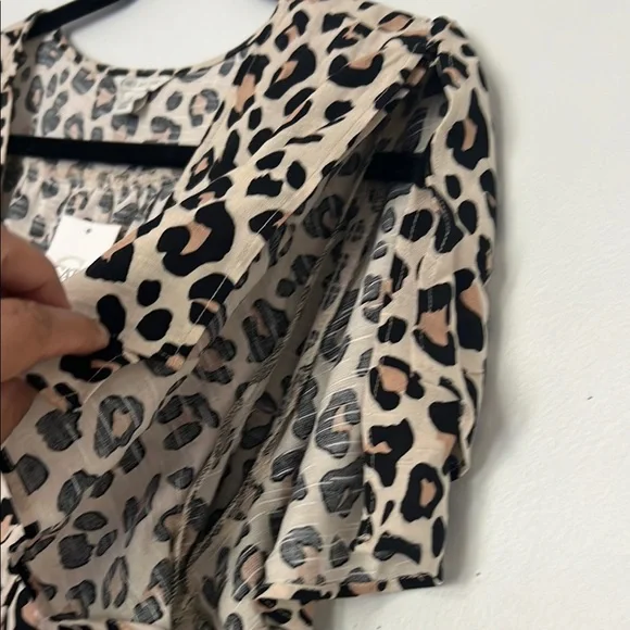 Cato Animal Print Blouse in Black and Tan - Picture 3 of 8